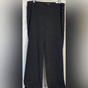 New Anne Klein Womens Plus 1X Black Sparkle Pull on Business Pants Tummy Disco
